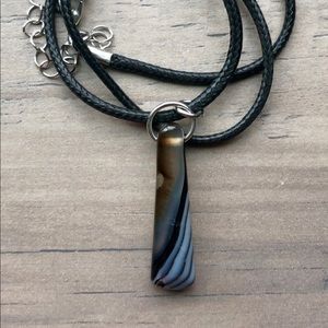 Love, Indigo | Black Banded Agate Necklace
